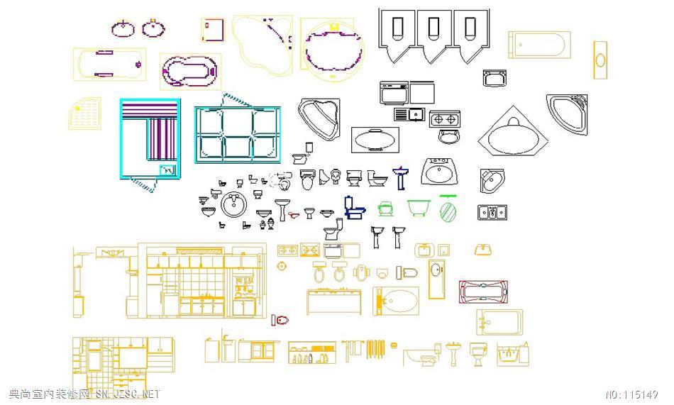 室内设计CAD图库图库各式图块卫生间厨房用品
