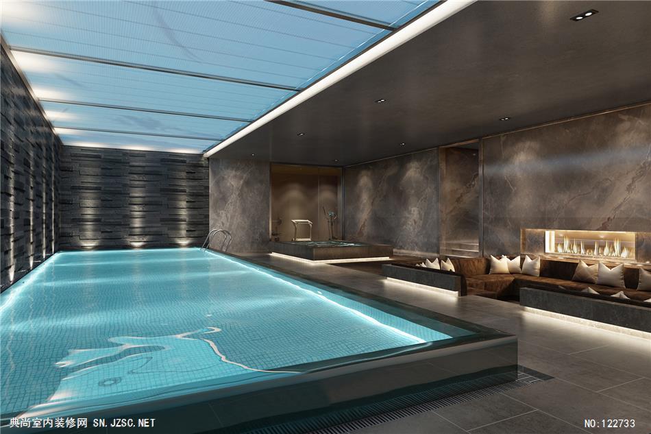 63-13  地下游泳池 上海九象空间表现别墅装修室内效果图