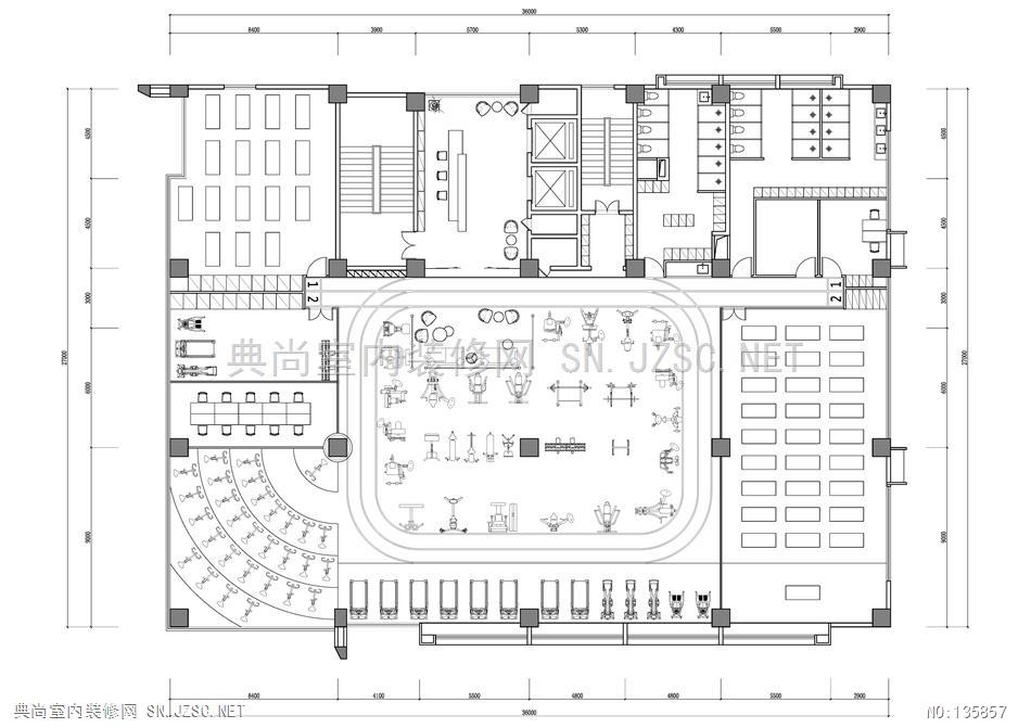 67-5 华夏设计院--深圳沙井健身会所室内设计文化教育学校教室装修室内设计效果图